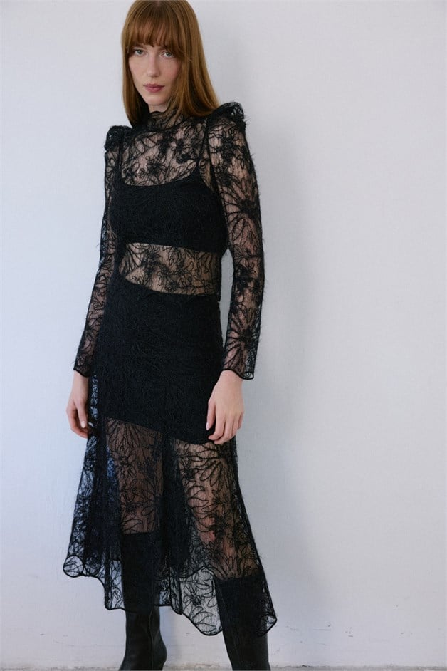 Lace Sheer Black Blouse