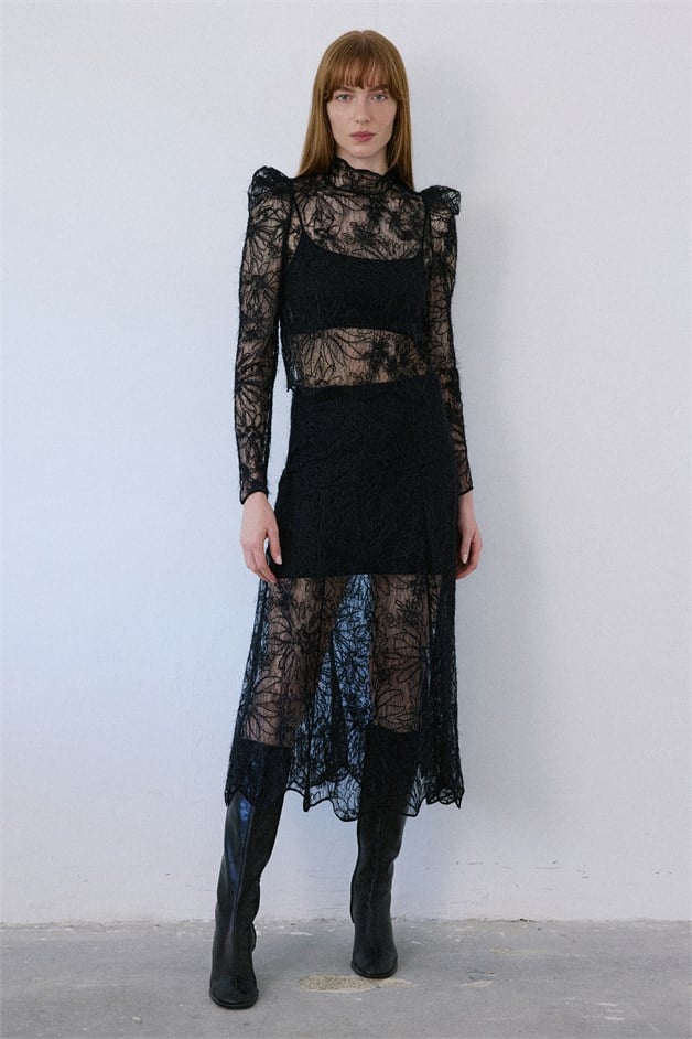 Lace Sheer Black Blouse