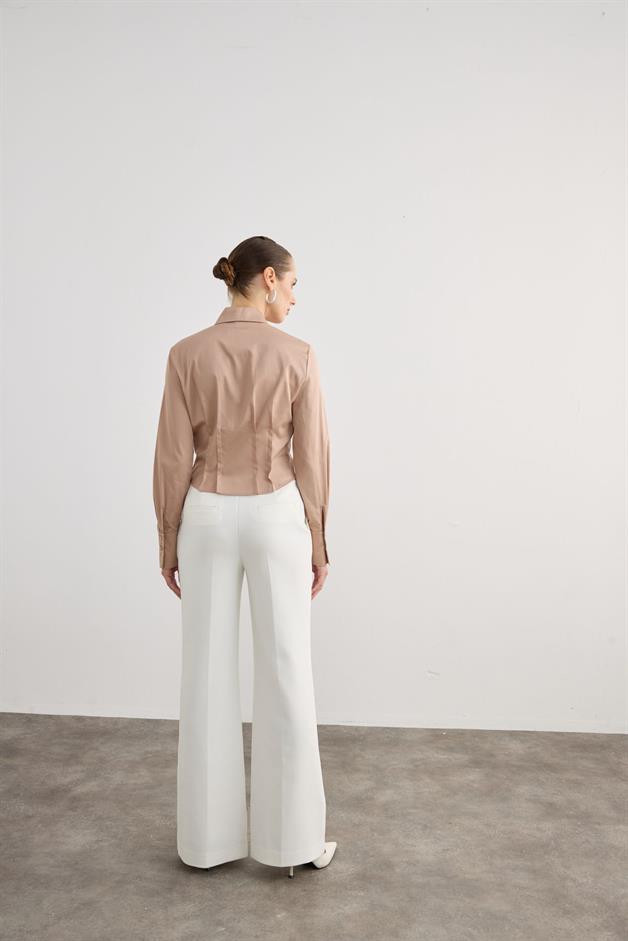 Pleated Detail Mink Shirt