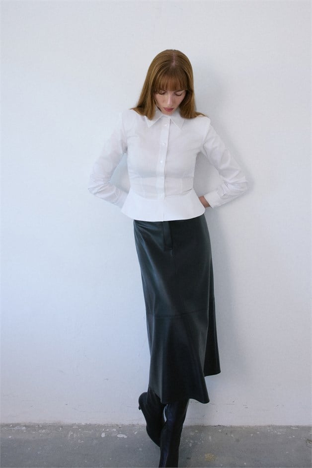 Padded Long Sleeve White Shirt