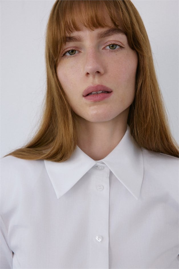 Padded Long Sleeve White Shirt