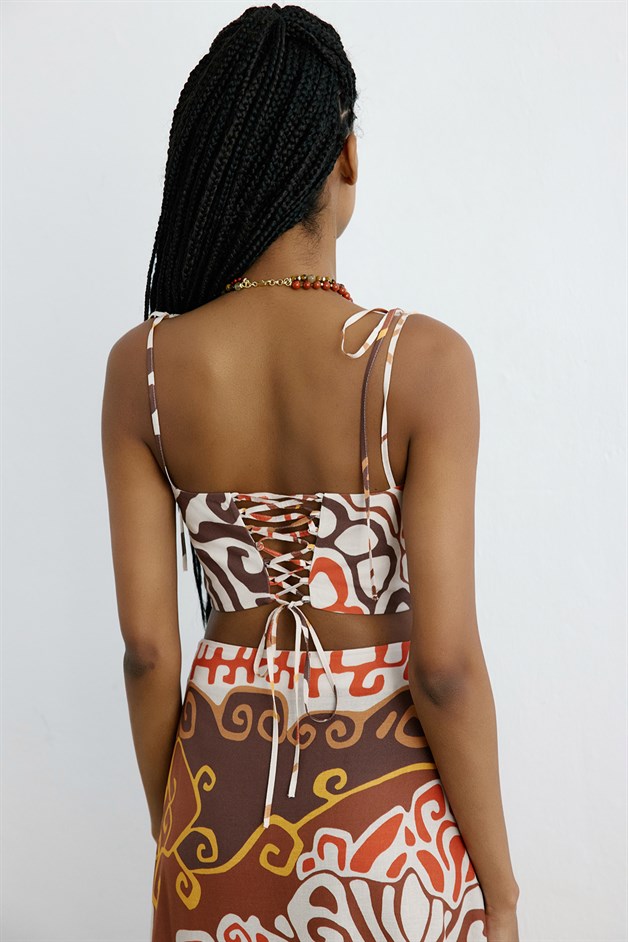 Linen Square Neck Crop Multi Bustier