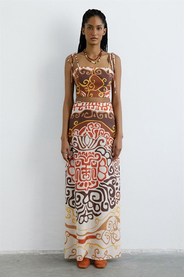 Linen Square Neck Crop Multi Bustier