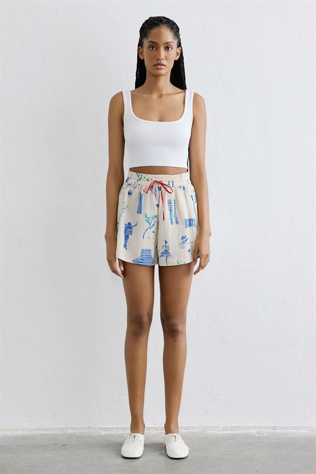Drawstring Detailed Woven Multi Shorts