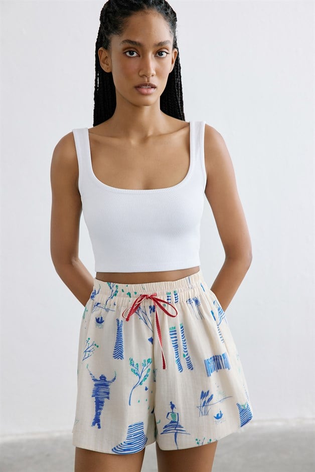 Drawstring Detailed Woven Multi Shorts