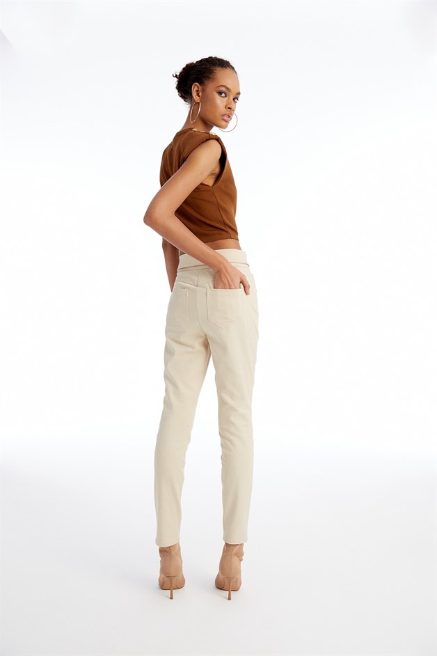 Asimetrik Bej Pantolon