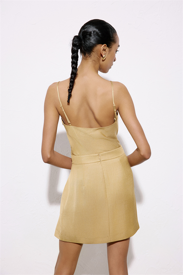 Accessory Detailed Mini Camel Skirt