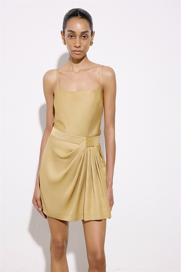 Accessory Detailed Mini Camel Skirt