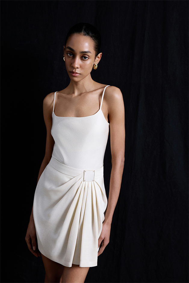Accessory Detailed Mini Ecru Skirt