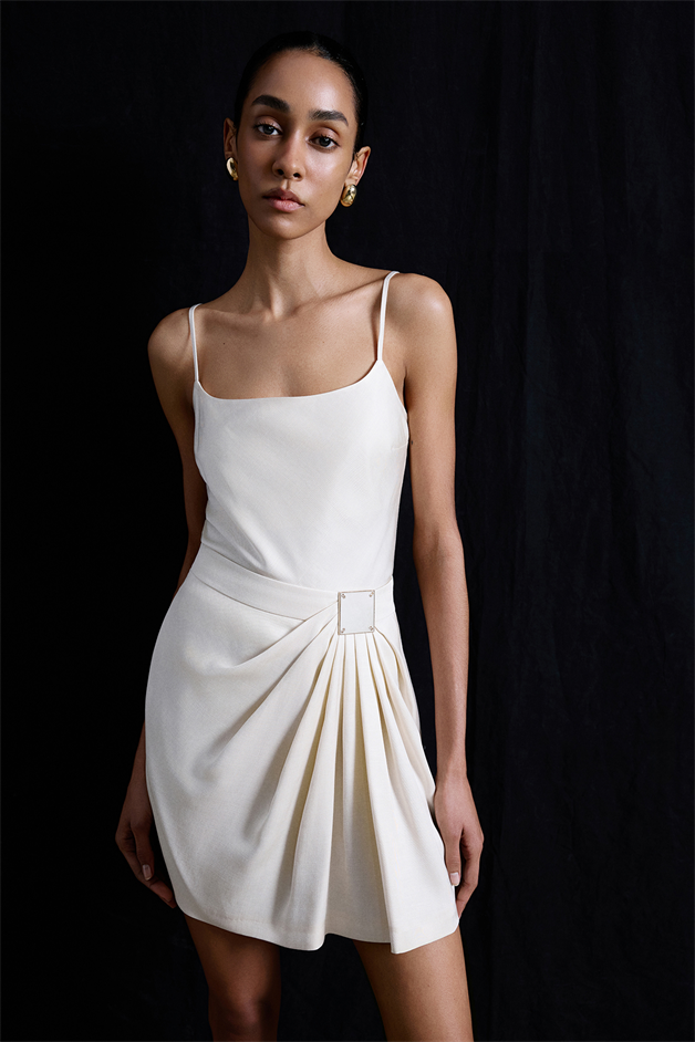 Accessory Detailed Mini Ecru Skirt