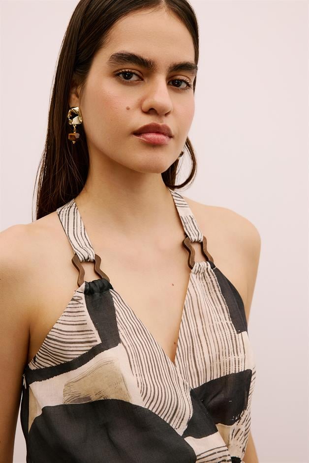 Wrap-Style Mini Black Dress