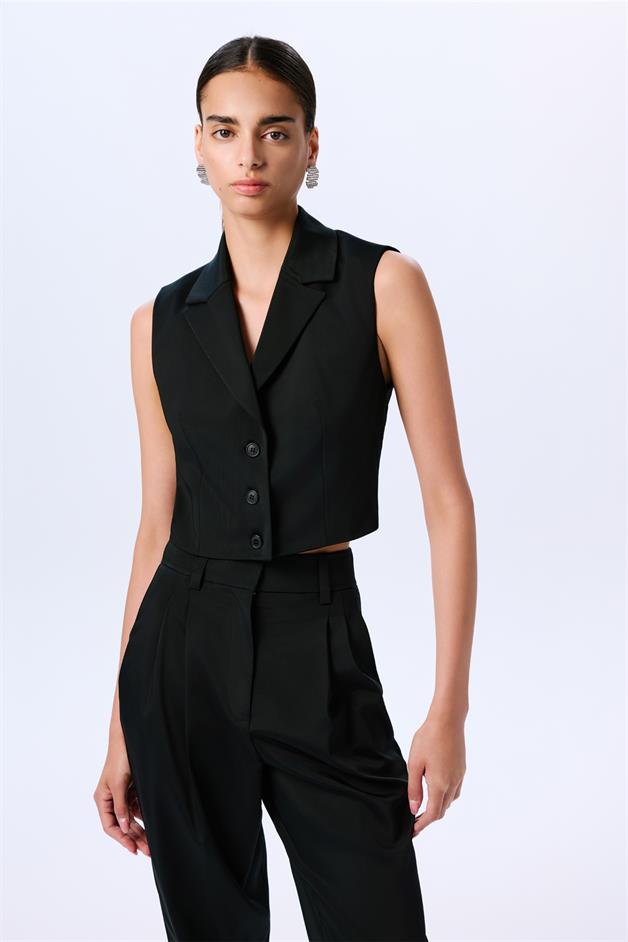 Back Transparent Detailed Black Vest  