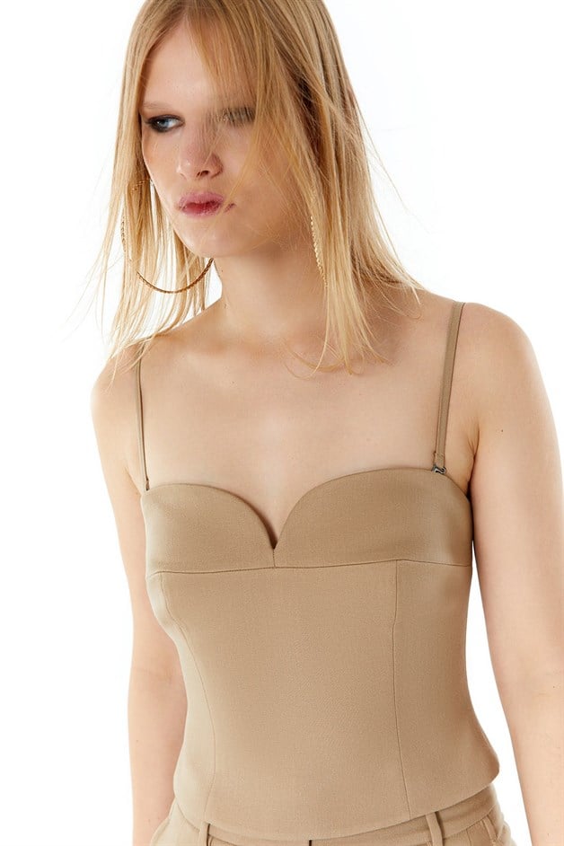 Askılı Camel Büstiyer Top