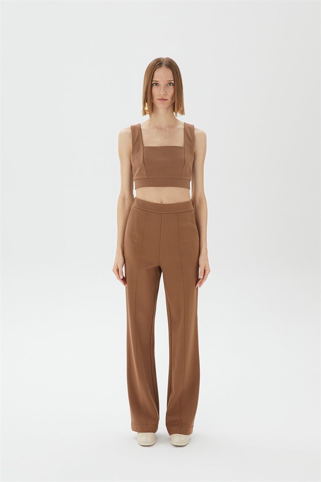 Askılı Camel Crop Top