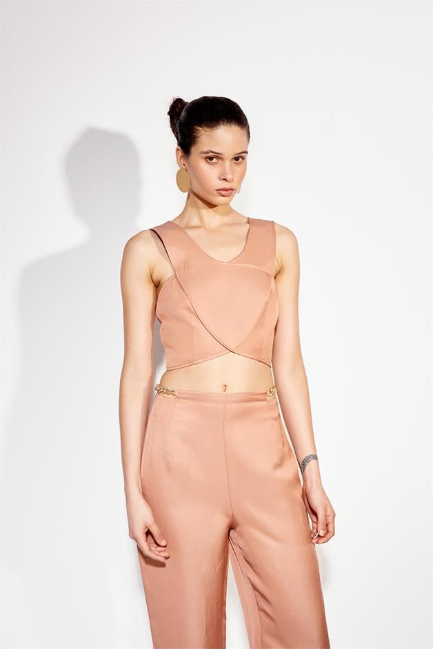 Askılı Crop Pudra Büstiyer