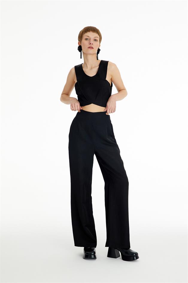 Askılı Crop Siyah Büstiyer