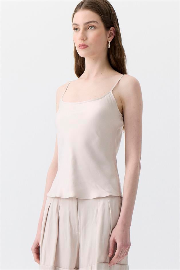 Strappy Ribbon Band Detail Ecru Blouse