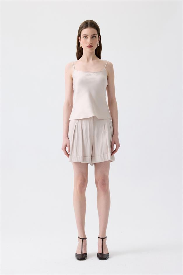 Strappy Ribbon Band Detail Ecru Blouse
