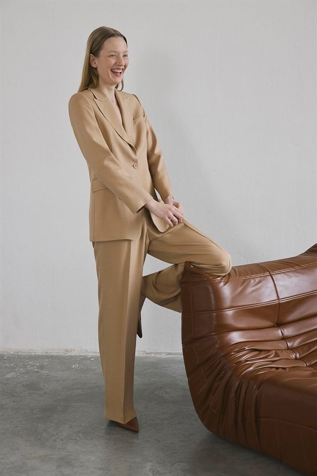 Lined Side Pocket Camel Jacket