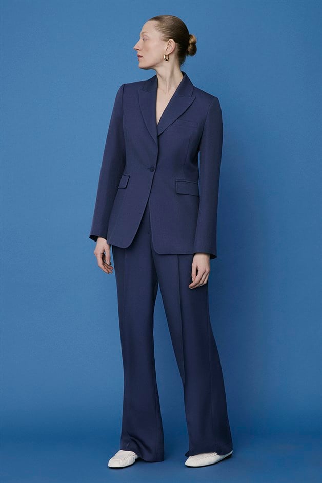 Lined Side Pocket Navy Jacket