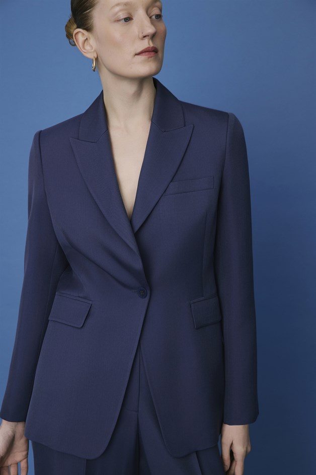 Lined Side Pocket Navy Jacket
