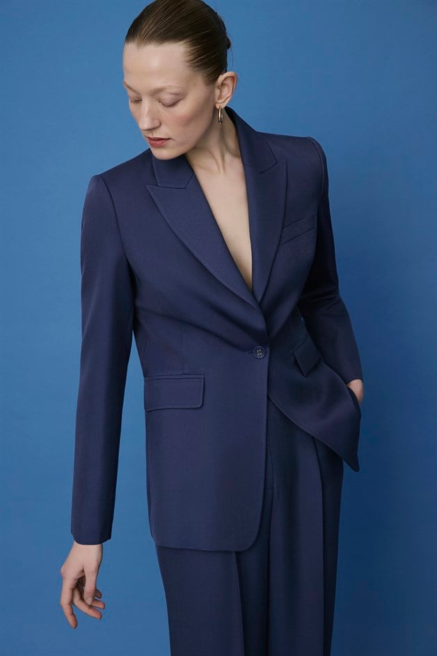 Lined Side Pocket Navy Jacket