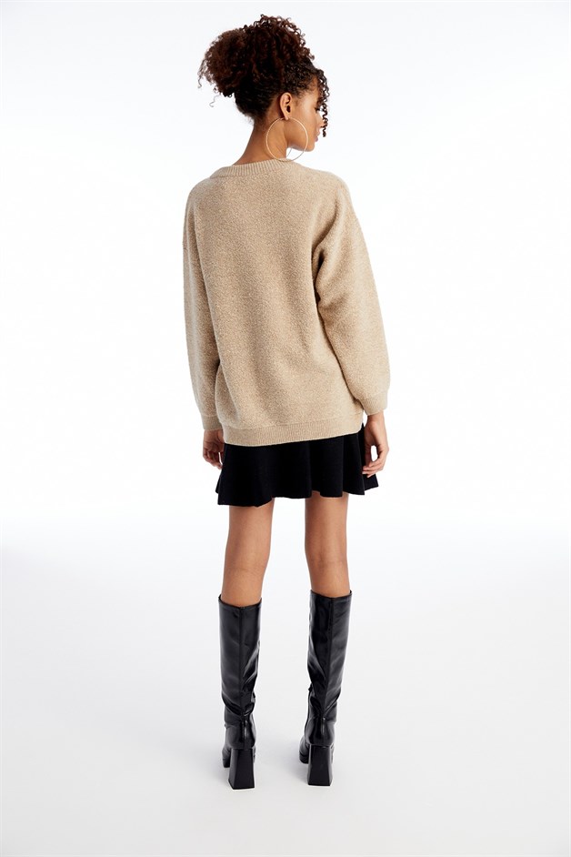 Desenli Camel Oversize Kazak