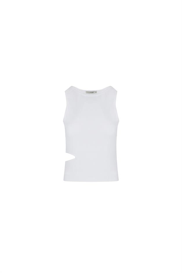 Waist Decollete Strappy White Top