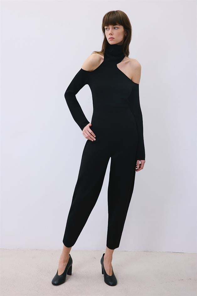Black Knit Relaxed Fit Pants