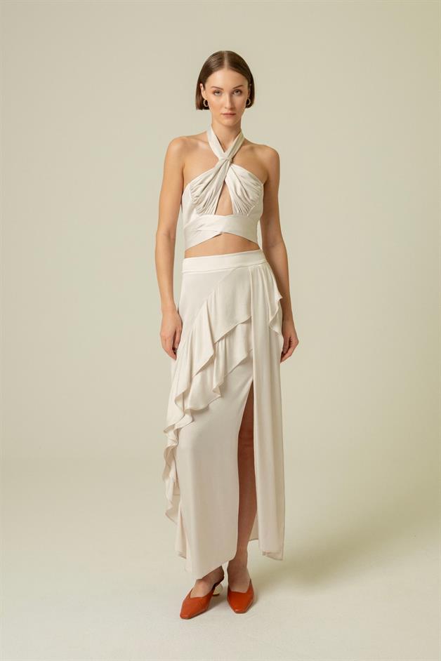 Boyundan Bağlamalı Ekru Büstiyer