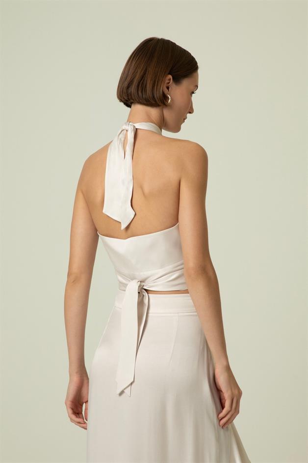 Boyundan Bağlamalı Ekru Büstiyer