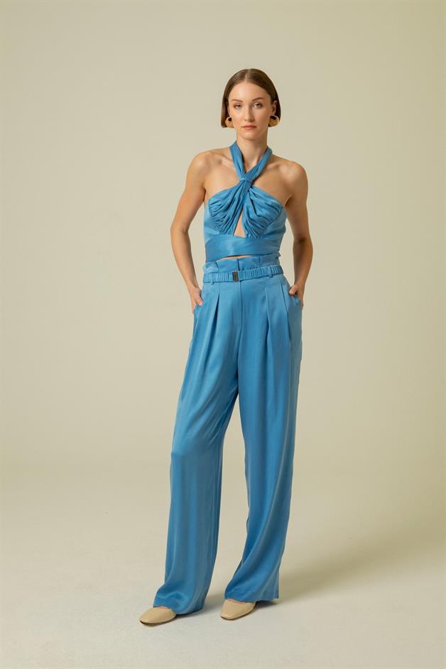 Boyundan Bağlamalı Mavi Büstiyer