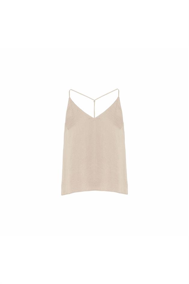 Halter Neck Thin Strapped Beige Blouse