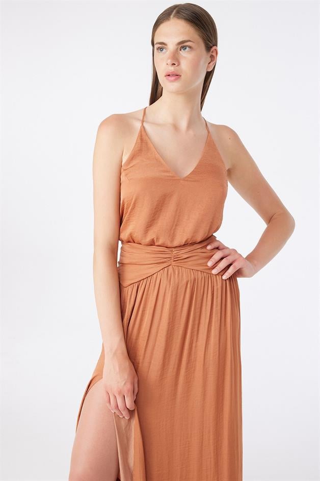 Halter Neck Thin Strapped Salmon Blouse