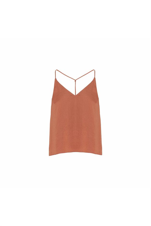 Halter Neck Thin Strapped Salmon Blouse