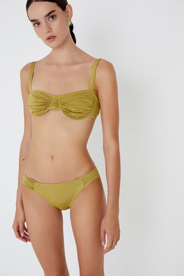 Büzgülü Yeşil Bikini Altı