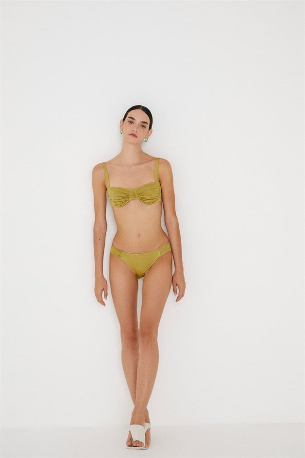 Büzgülü Yeşil Bikini Altı