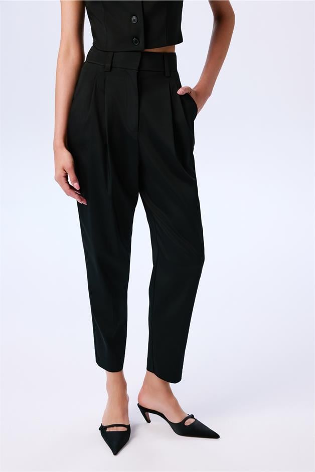 Double Pleated Black Trousers  