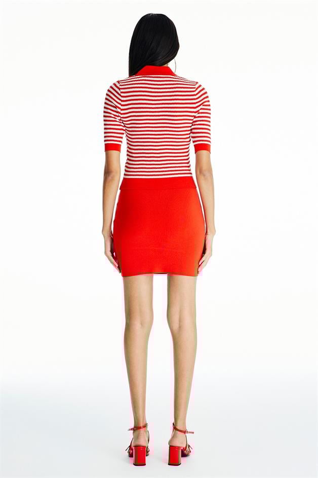 Çizgili Narçiçeği Triko T-Shirt