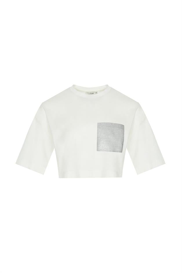 Crop Beyaz Basic T-Shirt