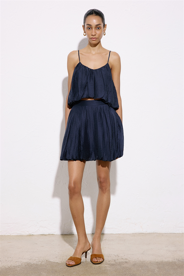Thin Strap Crop Navy Blue Blouse