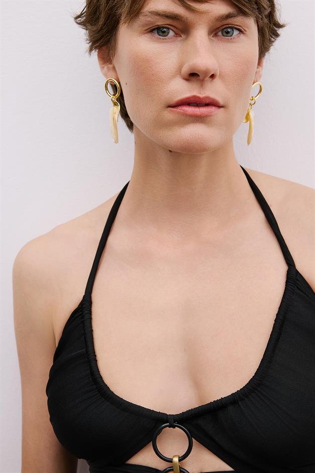 Cut-Out Strappy Black Blouse