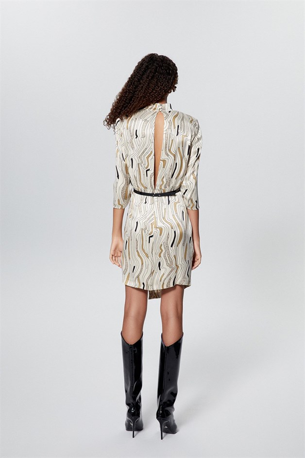 Asymmetric Satin Beige Dress