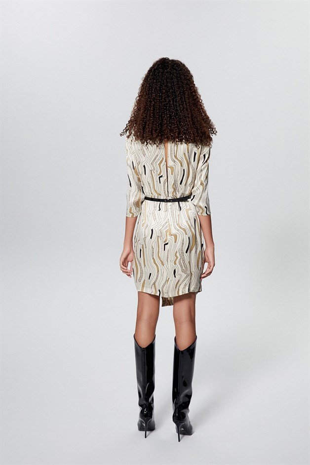 Asymmetric Satin Beige Dress