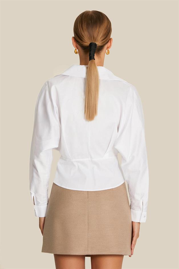 Button Detail White Shirt