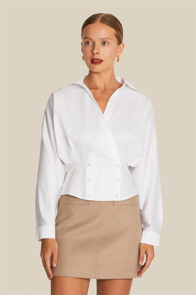 Button Detail White Shirt