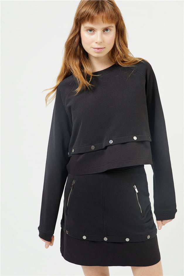 Siyah Geniş Kesim Sweatshirt