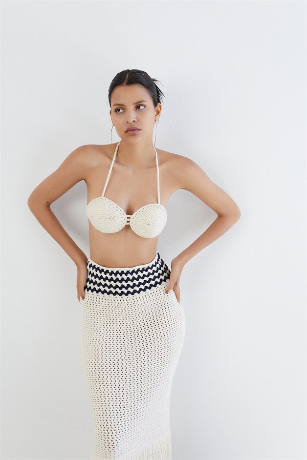 Ekru Örgü Büstiyer