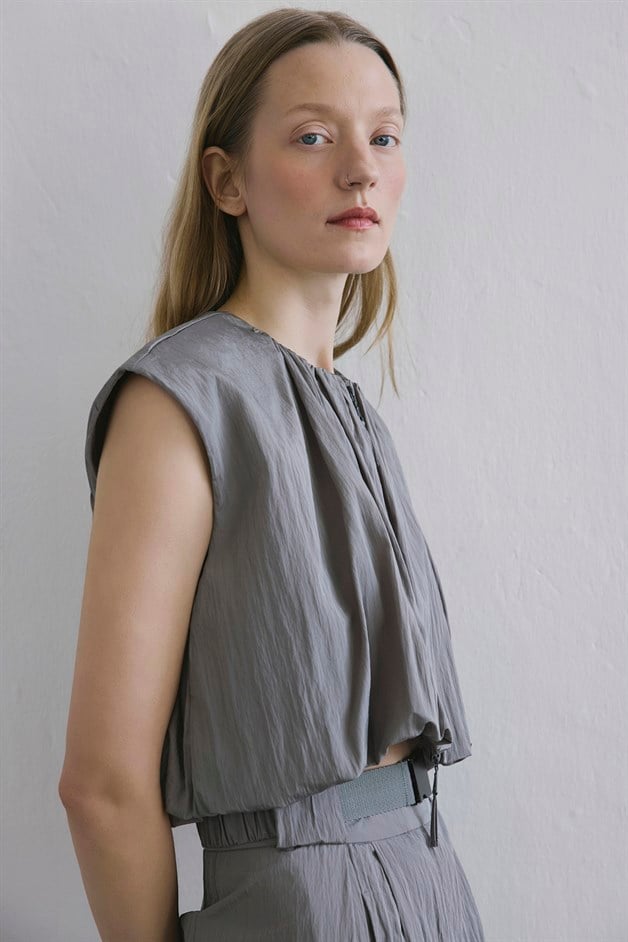 Zippered Short Sleeve Mink Vest