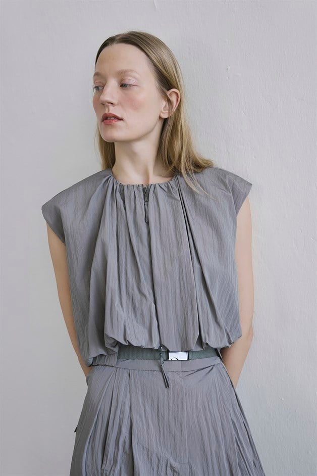 Zippered Short Sleeve Mink Vest